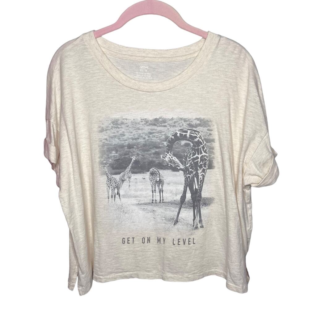 aerie get on my level giraffe oversized cropped graphic tee Size XS